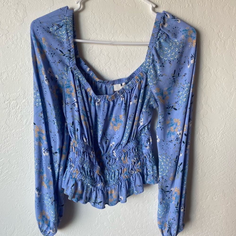 Floral Blue Milkmaid Top